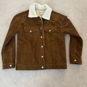 PacSun Off-White and Brown Corduroy Sherpa Jacket